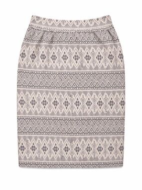Gilli Black and White Aztec Pencil Skirt